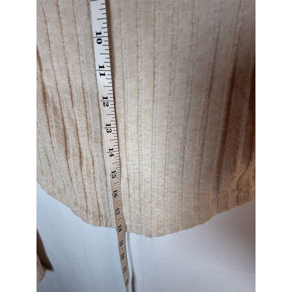 SHEIN Cropped Top Womens Size S Beige Ribbed Knit Square Neck Long Sleeve - Picture 8 of 9